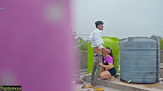 Hindi real Hot Sex at roof&excl; Plz Don't Cum Inside pussy